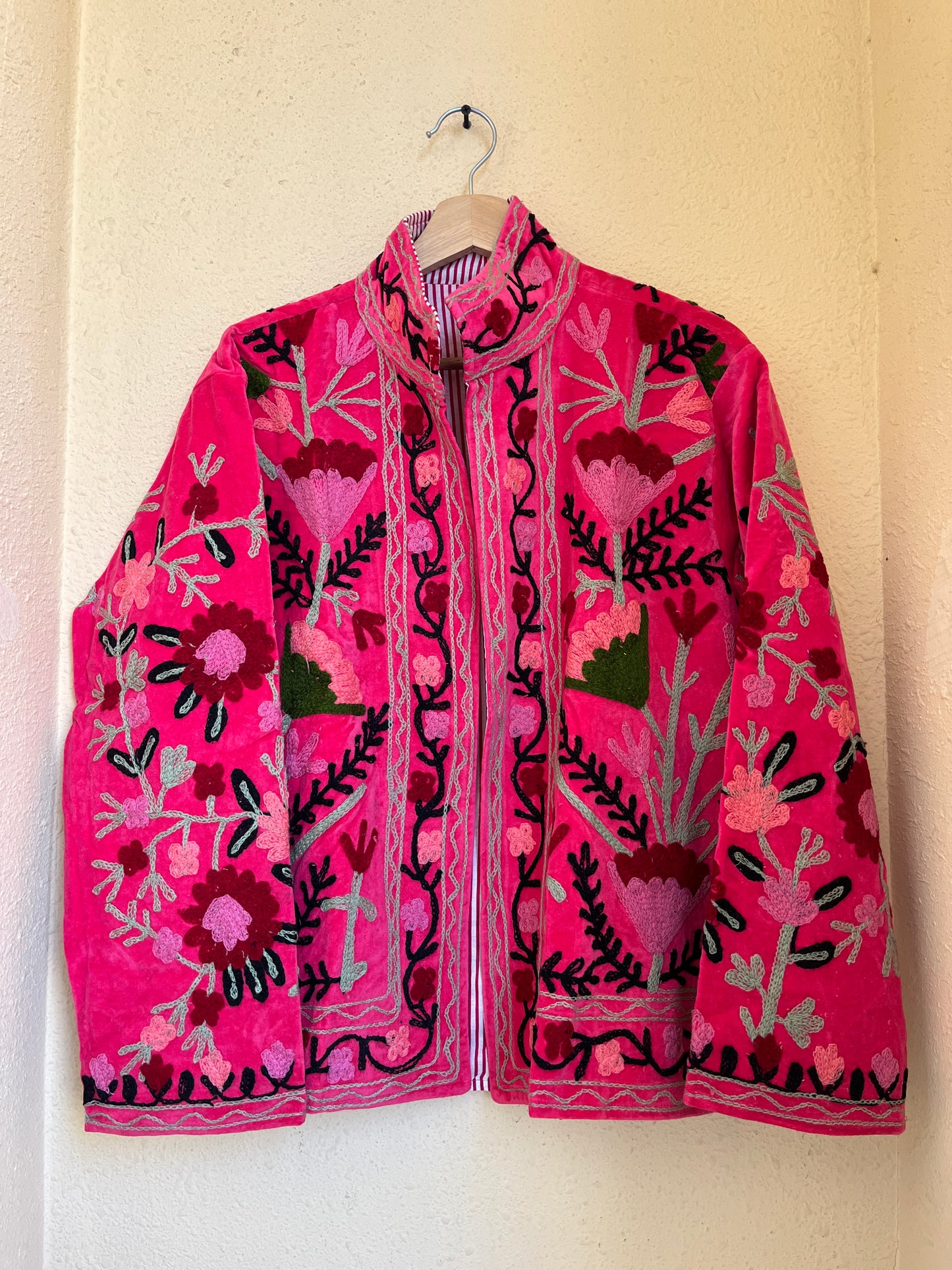 Women's 104 Suzani Reversible Velvet Jacket – Artistic Embroidered Statement Jacket