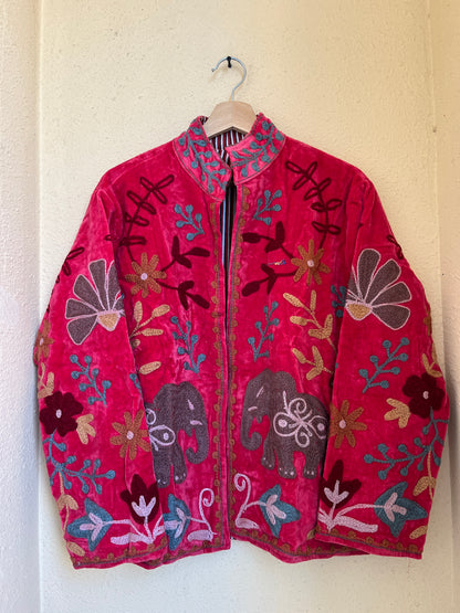 Women's 102 Suzani Reversible Velvet Jacket – Artistic Embroidered Statement Jacket