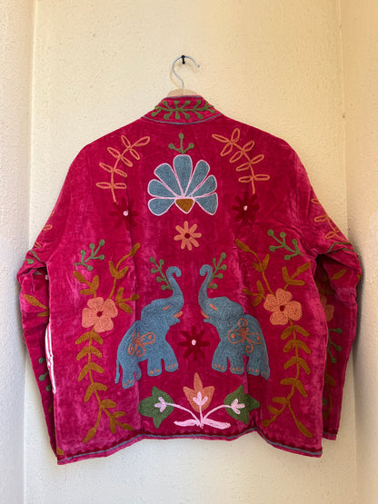 Women's 108 Suzani Reversible Velvet Jacket – Artistic Embroidered Statement Jacket