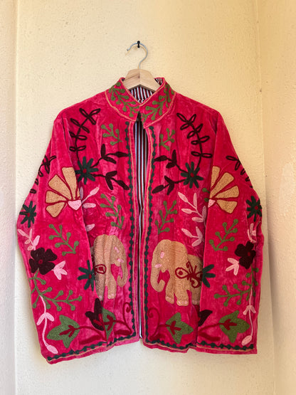Women's 106 Suzani Reversible Velvet Jacket – Artistic Embroidered Statement Jacket
