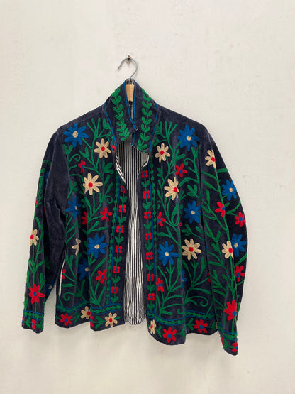 Women's 1014 Suzani Reversible Velvet Jacket – Artistic Embroidered Statement Jacket