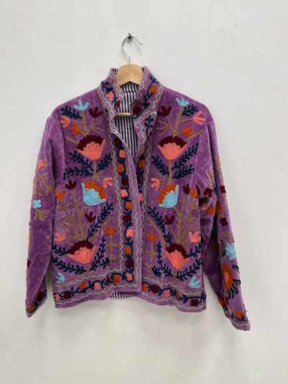Women's 1015 Suzani Reversible Velvet Jacket – Artistic Embroidered Statement Jacket