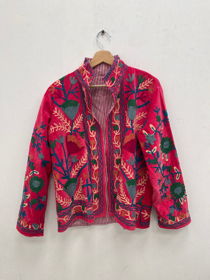 Women's 1018 Suzani Reversible Velvet Jacket – Artistic Embroidered Statement Jacket