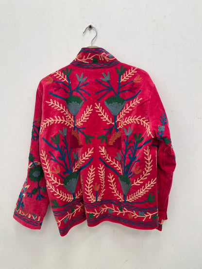 Women's 1018 Suzani Reversible Velvet Jacket – Artistic Embroidered Statement Jacket