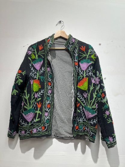 Women's 1016 Suzani Reversible Cotton Jacket – Artistic Embroidered Statement Jacket