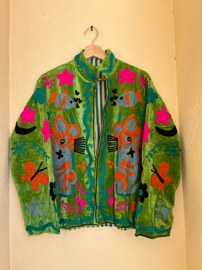 Women's 1027 Suzani Reversible Cotton Jacket – Artistic Embroidered Statement Jacket