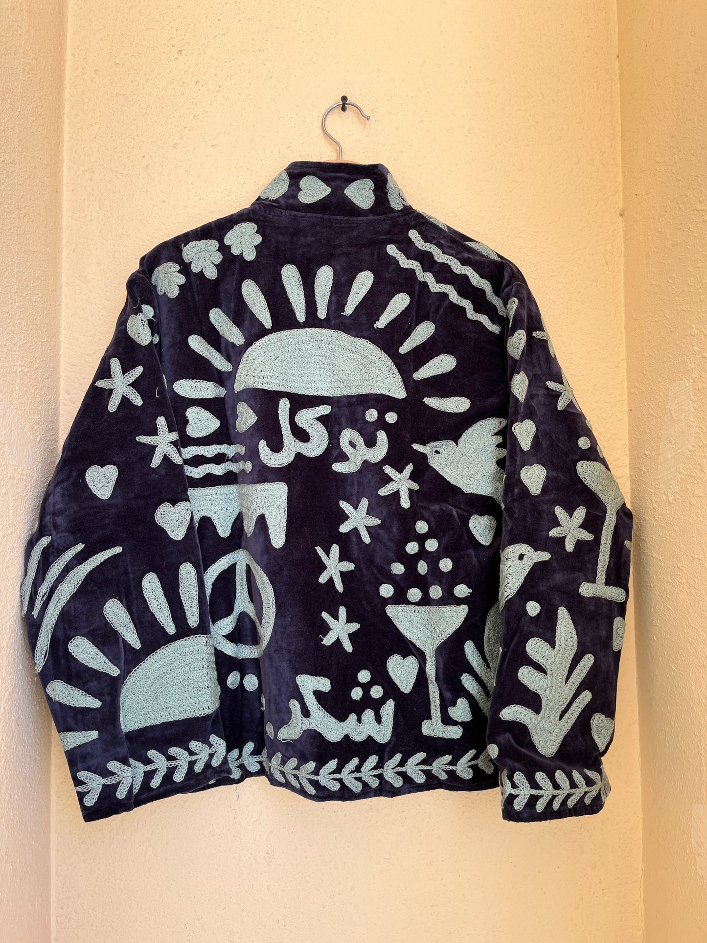 Women's Purple Suzani Reversible Jacket – Handmade Boho Embroidered Statement Jacket