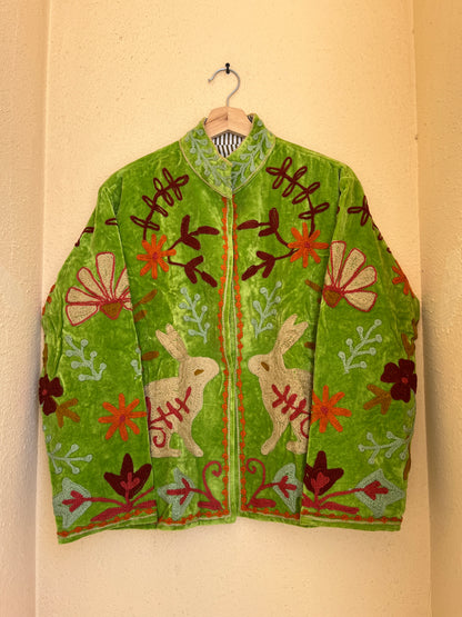 Women's 1033 Suzani Reversible Cotton Jacket – Artistic Embroidered Statement Jacket