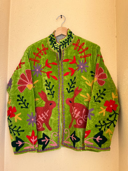 Women's 1032 Suzani Reversible Cotton Jacket – Artistic Embroidered Statement Jacket