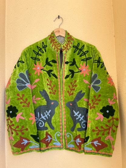 Women's 1030 Suzani Reversible Cotton Jacket – Artistic Embroidered Statement Jacket