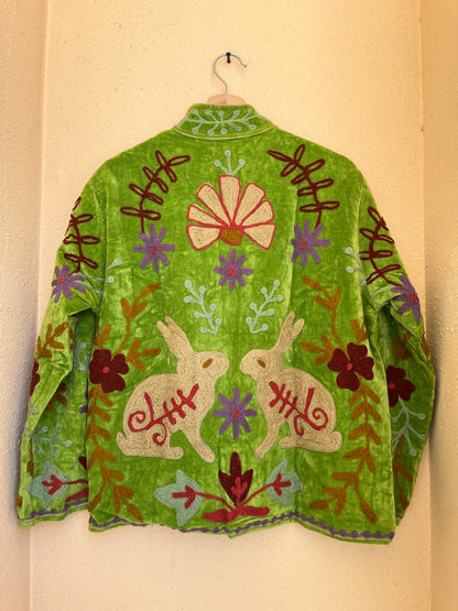 Women's 1029 Suzani Reversible Cotton Jacket – Artistic Embroidered Statement Jacket