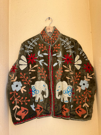 Women's 1034 Suzani Reversible Cotton Jacket – Artistic Embroidered Statement Jacket