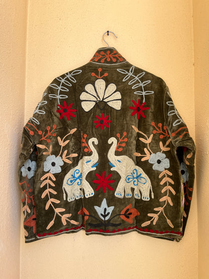 Women's 1034 Suzani Reversible Cotton Jacket – Artistic Embroidered Statement Jacket