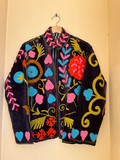 Women's 1035 Suzani Reversible Cotton Jacket – Artistic Embroidered Statement Jacket