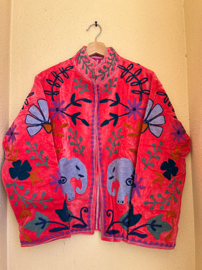 Women's 1036 Suzani Reversible Cotton Jacket – Artistic Embroidered Statement Jacket