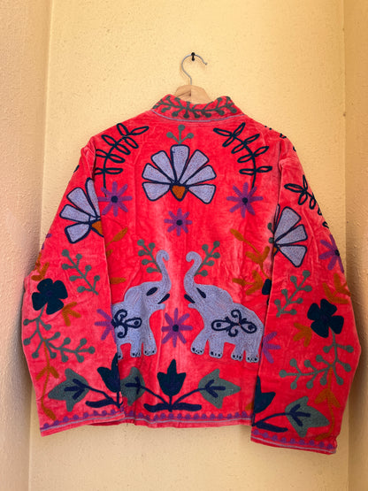 Women's 1036 Suzani Reversible Cotton Jacket – Artistic Embroidered Statement Jacket