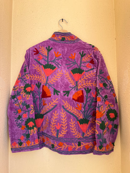 Women's 1037 Suzani Reversible Cotton Jacket – Artistic Embroidered Statement Jacket