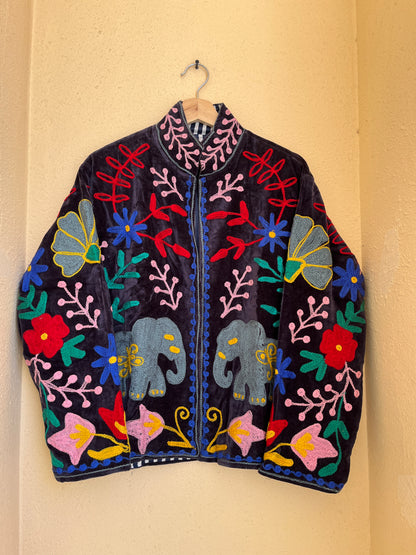 Women's 1040 Suzani Reversible Cotton Jacket – Artistic Embroidered Statement Jacket