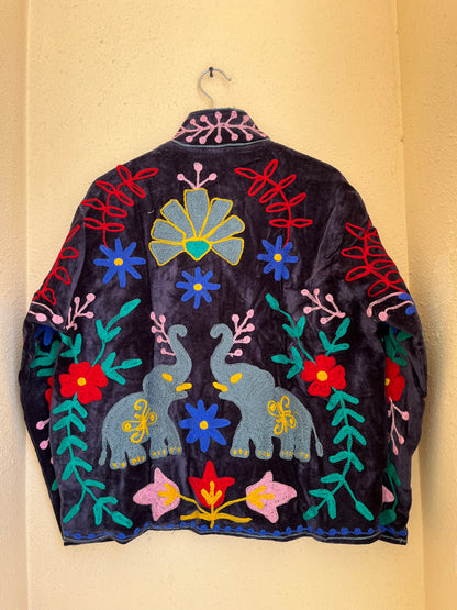Women's 1040 Suzani Reversible Cotton Jacket – Artistic Embroidered Statement Jacket