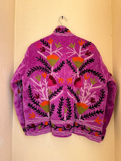 Women's 1041 Suzani Reversible Cotton Jacket – Artistic Embroidered Statement Jacket
