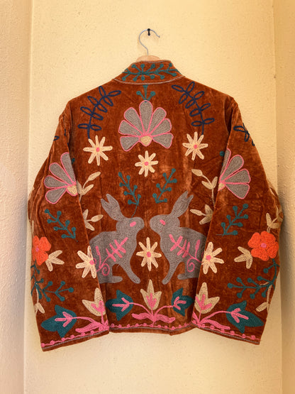 Women's 1042 Suzani Reversible Cotton Jacket – Artistic Embroidered Statement Jacket