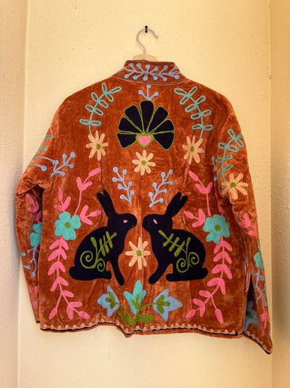 Women's 1043 Suzani Reversible Cotton Jacket – Artistic Embroidered Statement Jacket