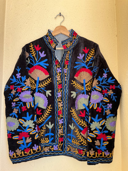 Women's 1044 Suzani Reversible Cotton Jacket – Artistic Embroidered Statement Jacket