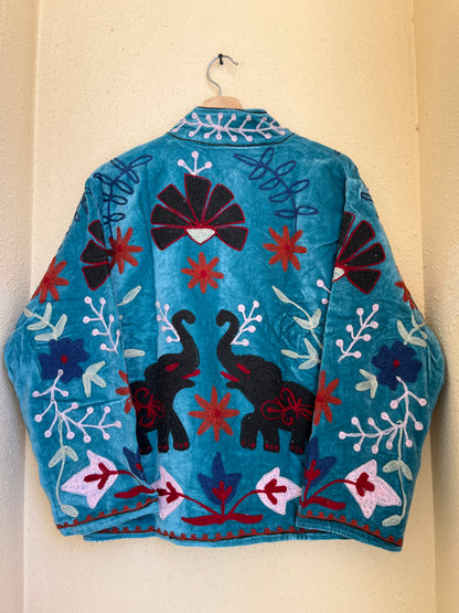 Women's 1045 Suzani Reversible Cotton Jacket – Artistic Embroidered Statement Jacket