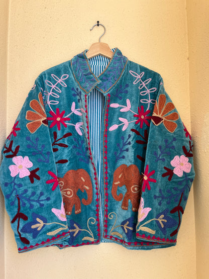 Women's 1046 Suzani Reversible Cotton Jacket – Artistic Embroidered Statement Jacket