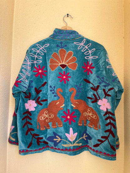 Women's 1046 Suzani Reversible Cotton Jacket – Artistic Embroidered Statement Jacket