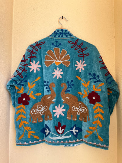 Women's 1048 Suzani Reversible Cotton Jacket – Artistic Embroidered Statement Jacket