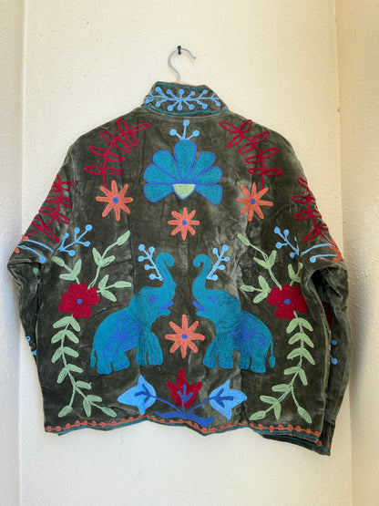 Women's 1050 Suzani Reversible Cotton Jacket – Artistic Embroidered Statement Jacket