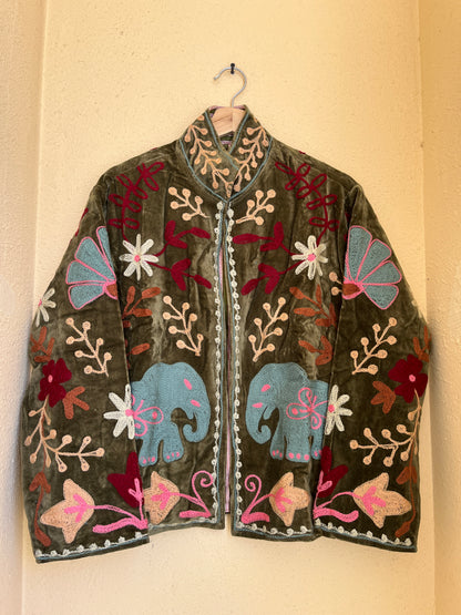 Women's 1052 Suzani Reversible Cotton Jacket – Artistic Embroidered Statement Jacket