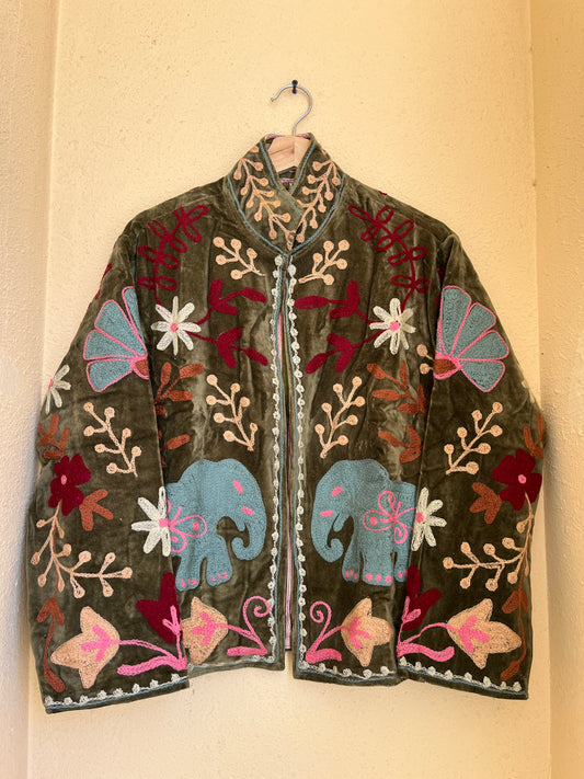 Women's Soul Alive 1052 Suzani Reversible Velvet Jacket – Artistic Embroidered Statement Jacket