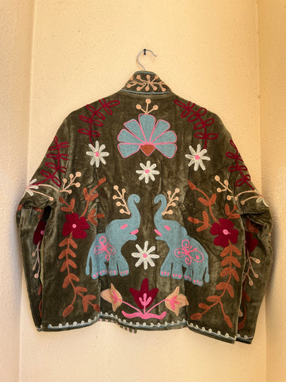 Women's 1052 Suzani Reversible Cotton Jacket – Artistic Embroidered Statement Jacket
