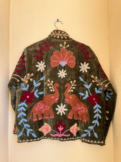 Women's 1051 Suzani Reversible Cotton Jacket – Artistic Embroidered Statement Jacket