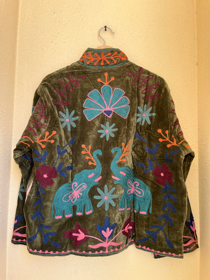 Women's 1053 Suzani Reversible Cotton Jacket – Artistic Embroidered Statement Jacket
