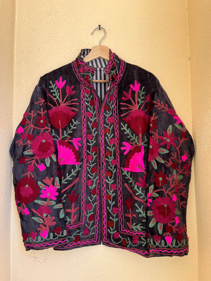 Women's 1054 Suzani Reversible Cotton Jacket – Artistic Embroidered Statement Jacket