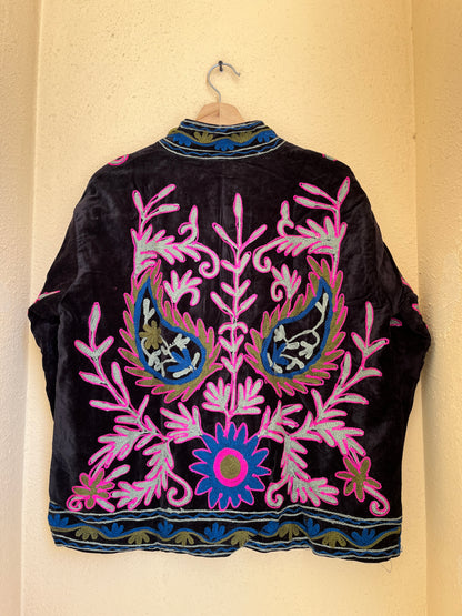 Women's 1055 Suzani Reversible Cotton Jacket – Artistic Embroidered Statement Jacket