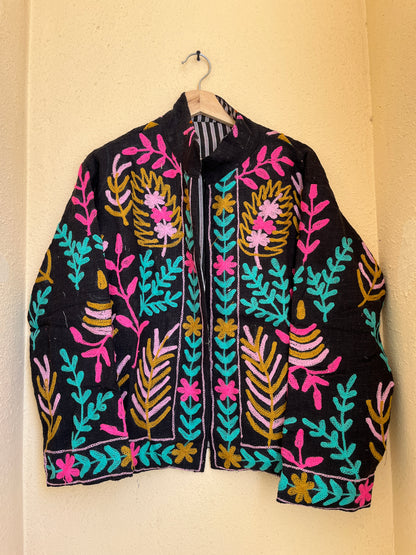 Women's 1060 Suzani Reversible Cotton Jacket – Artistic Embroidered Statement Jacket