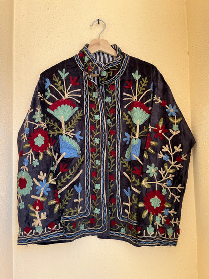 Women's 1059 Suzani Reversible Cotton Jacket – Artistic Embroidered Statement Jacket