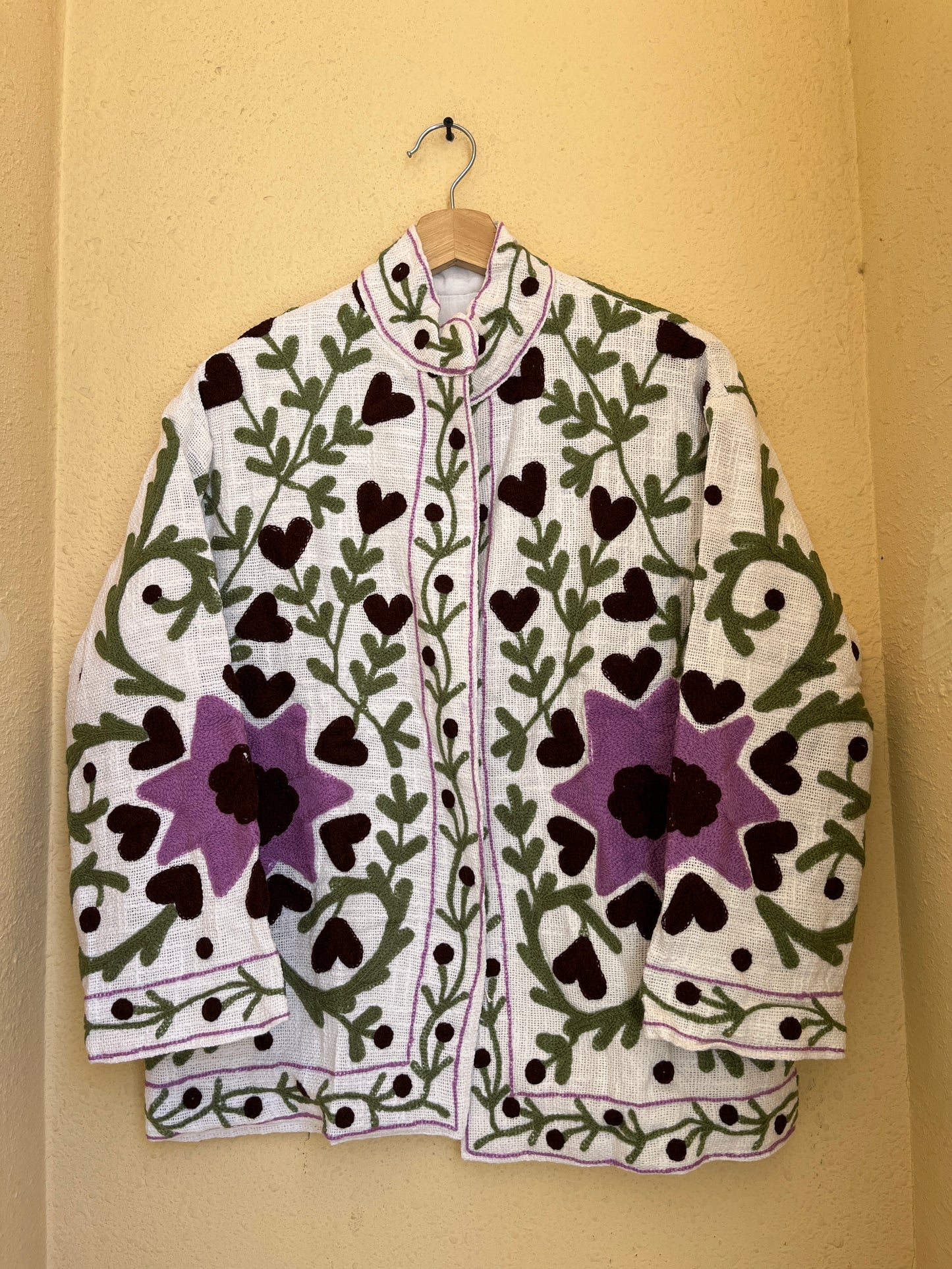 Women's 1057 Suzani Reversible Cotton Jacket – Artistic Embroidered Statement Jacket