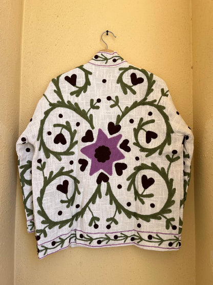 Women's 1057 Suzani Reversible Cotton Jacket – Artistic Embroidered Statement Jacket