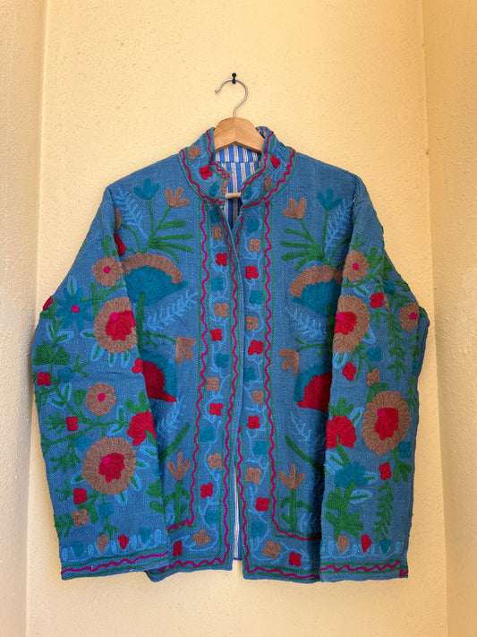 Women's Bloom Floral 1061 Suzani Reversible Cotton Jacket – Artistic Embroidered Statement Jacket