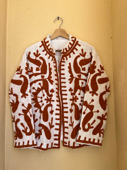 Women's 1056 Suzani Reversible Cotton Jacket – Artistic Embroidered Statement Jacket