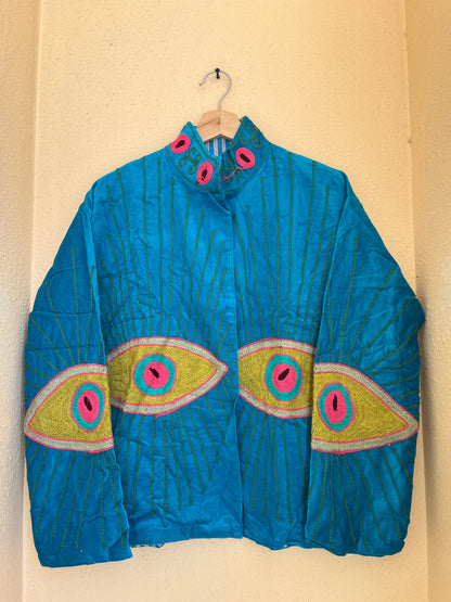 Women's 1064 Suzani Reversible Cotton Jacket – Artistic Embroidered Statement Jacket