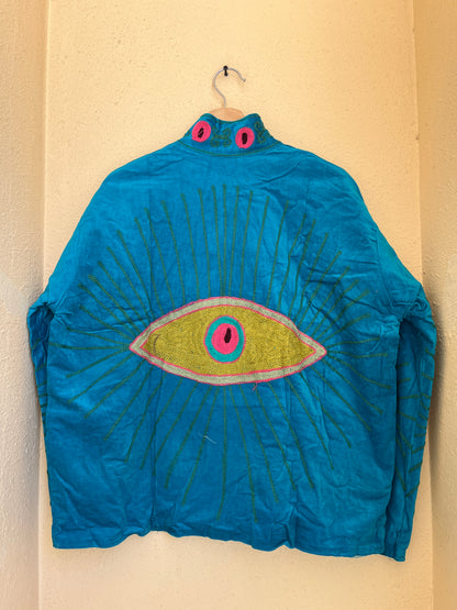 Women's 1064 Suzani Reversible Cotton Jacket – Artistic Embroidered Statement Jacket