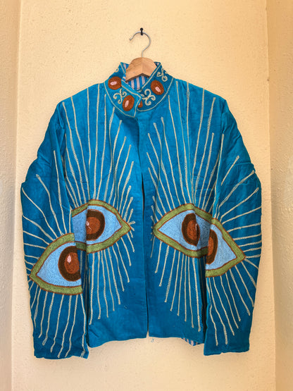 Women's 1066 Suzani Reversible Cotton Jacket – Artistic Embroidered Statement Jacket