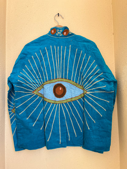 Women's 1066 Suzani Reversible Cotton Jacket – Artistic Embroidered Statement Jacket
