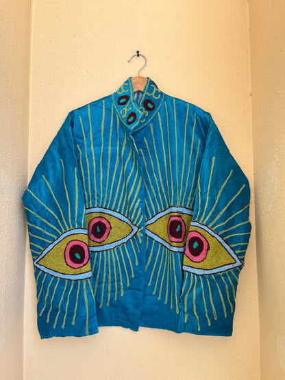 Women's 1069 Suzani Reversible Cotton Jacket – Artistic Embroidered Statement Jacket